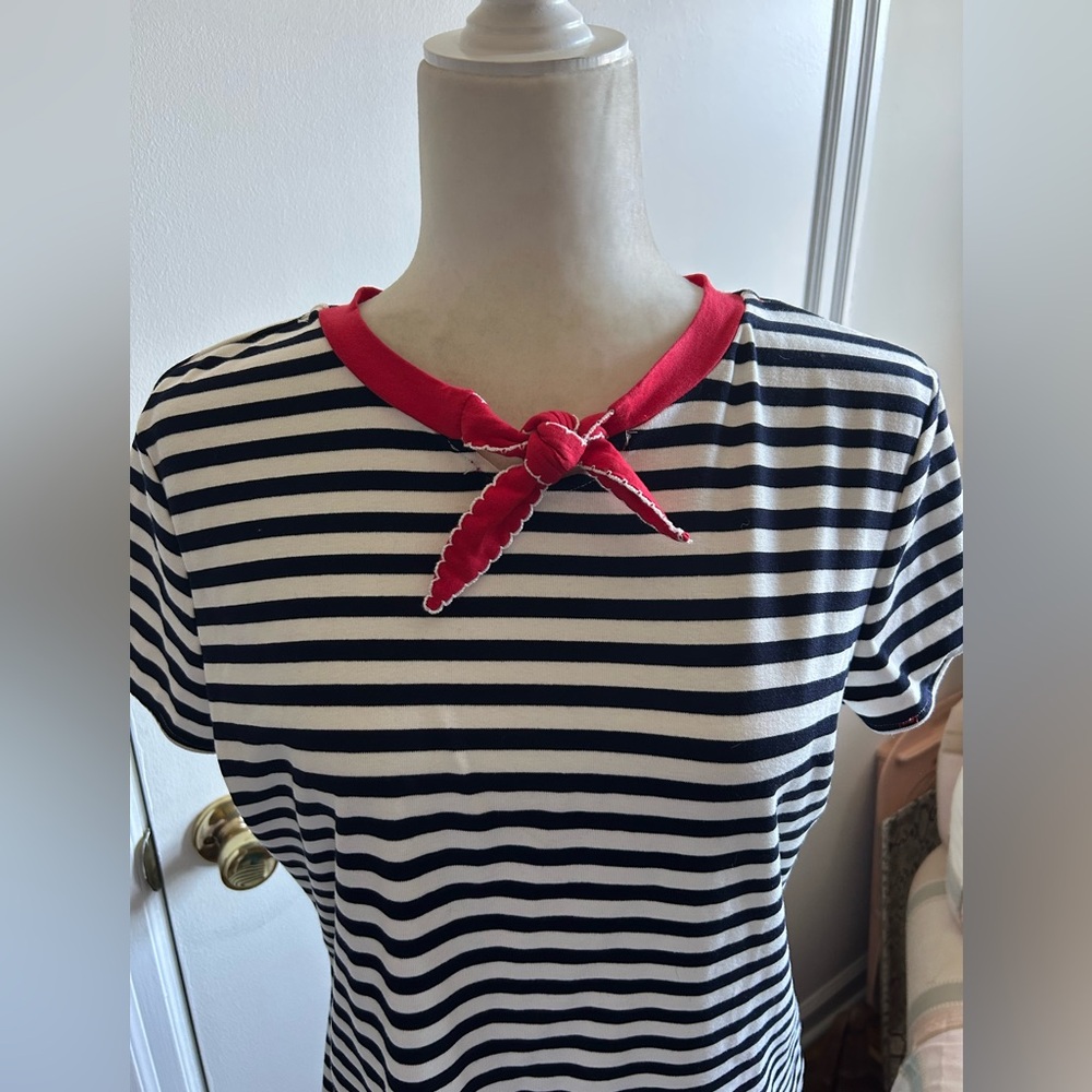 NWOT All Row Black & White Striped w/ red  tie T-shirt Sz. Lg - Picture 3 of 7